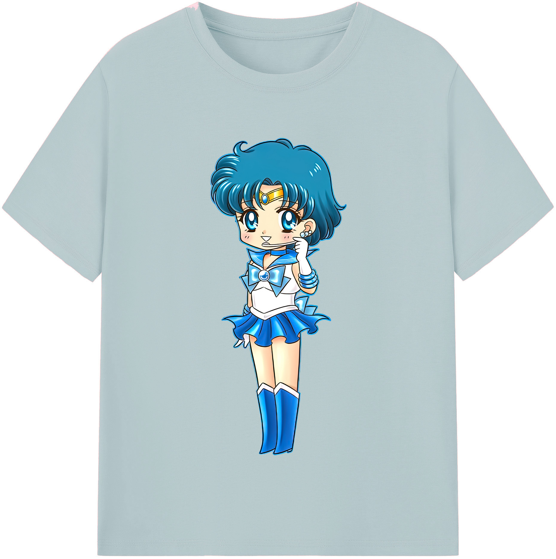 （画像用） 美少女戦士セーラームーン 水野 亜美 みずの あみ Sailor Moon Mizuno Ami 綿100％半袖Tシャツ（フロントプリント）